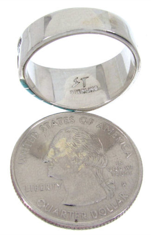 Sterling Silver Turquoise Inlay Southwestern Ring Size 6-3/4 BW68460